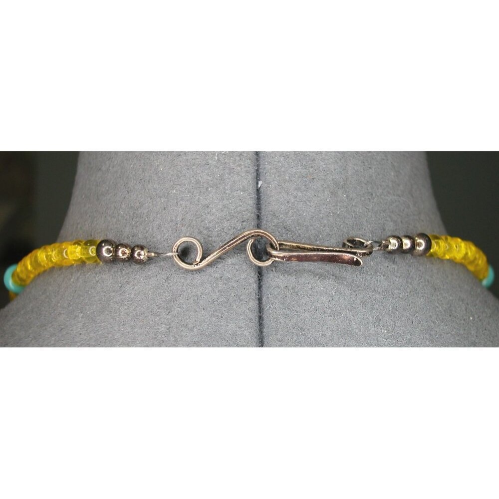 Peruvian Beaded Necklace 20" Sterling Silver Clasp Glass & Hand-Painted Beads - Picture 4 of 4
